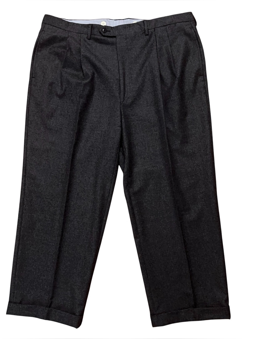 Luciano Barbera Dress Pants Mens EU 56 US 40 Pleated Wool Made in Italy Gray